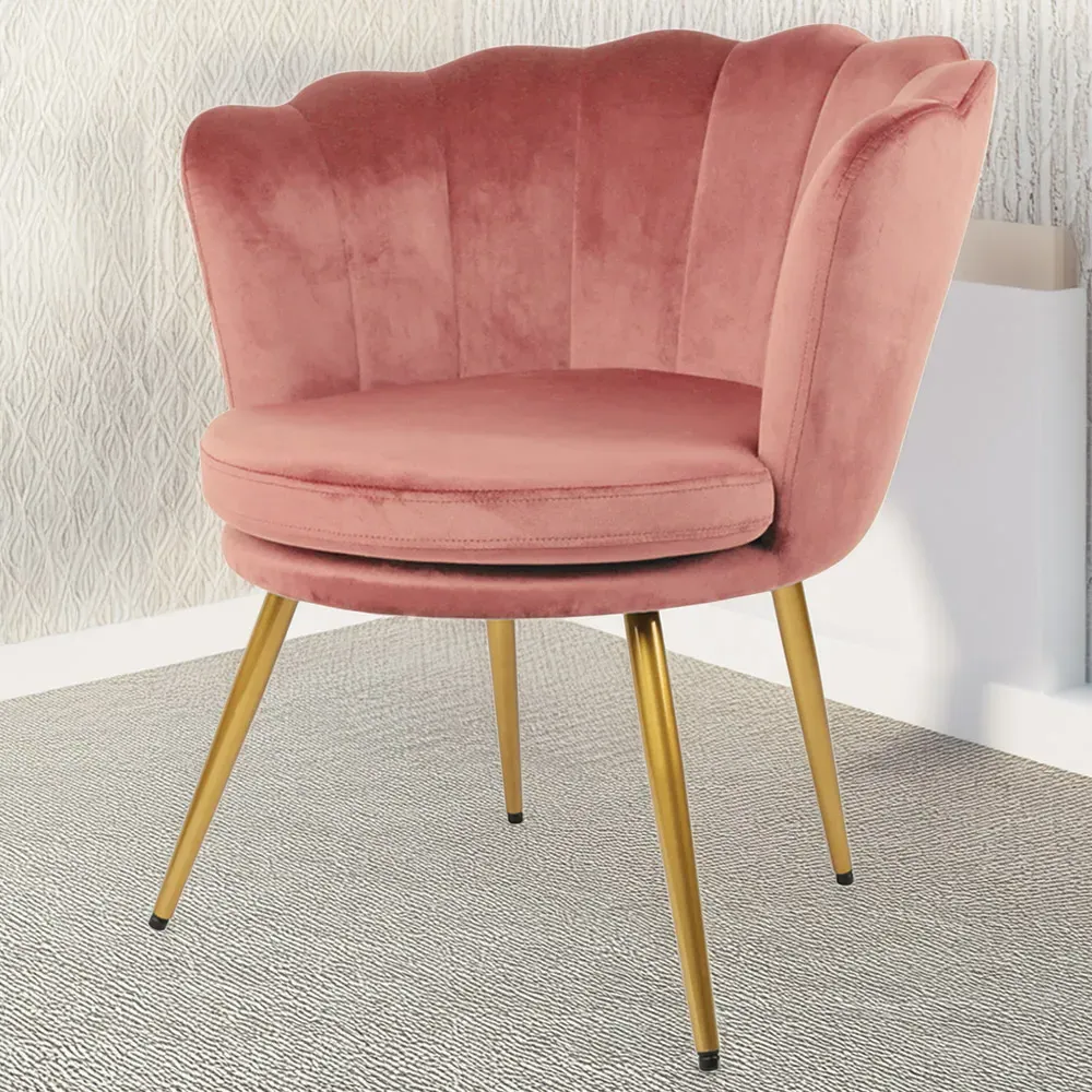 Flora Petal Back Accent Tub Chair - Pink, Velvet