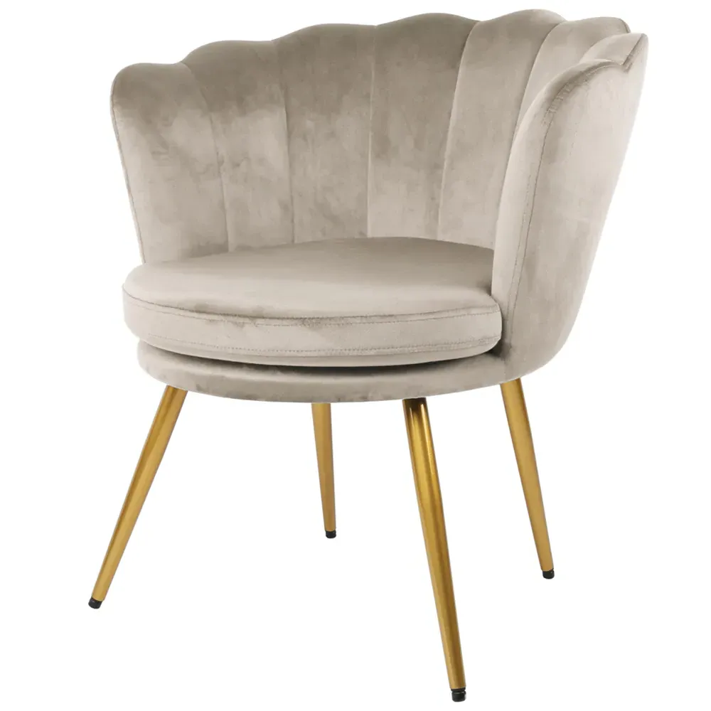 Flora Petal Back Accent Tub Chair - Taupe, Velvet