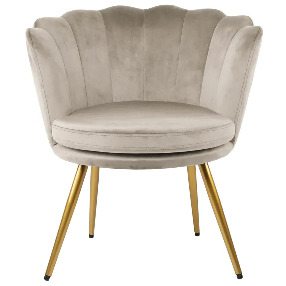 Flora Petal Back Accent Tub Chair - Taupe, Velvet