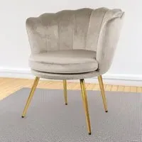 Flora Petal Back Accent Tub Chair - Taupe, Velvet