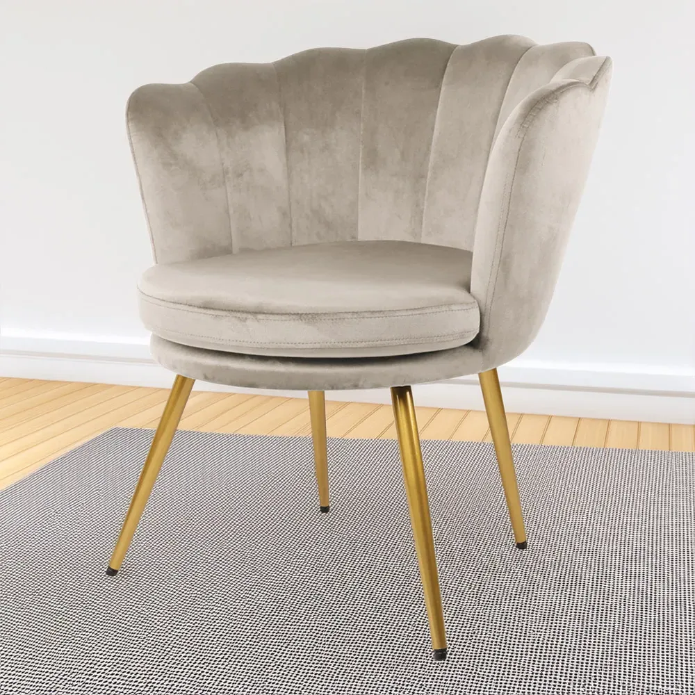 Flora Petal Back Accent Tub Chair - Taupe, Velvet