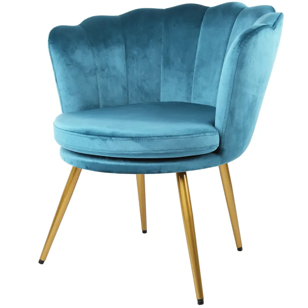 Flora Petal Back Accent Tub Chair - Teal, Velvet