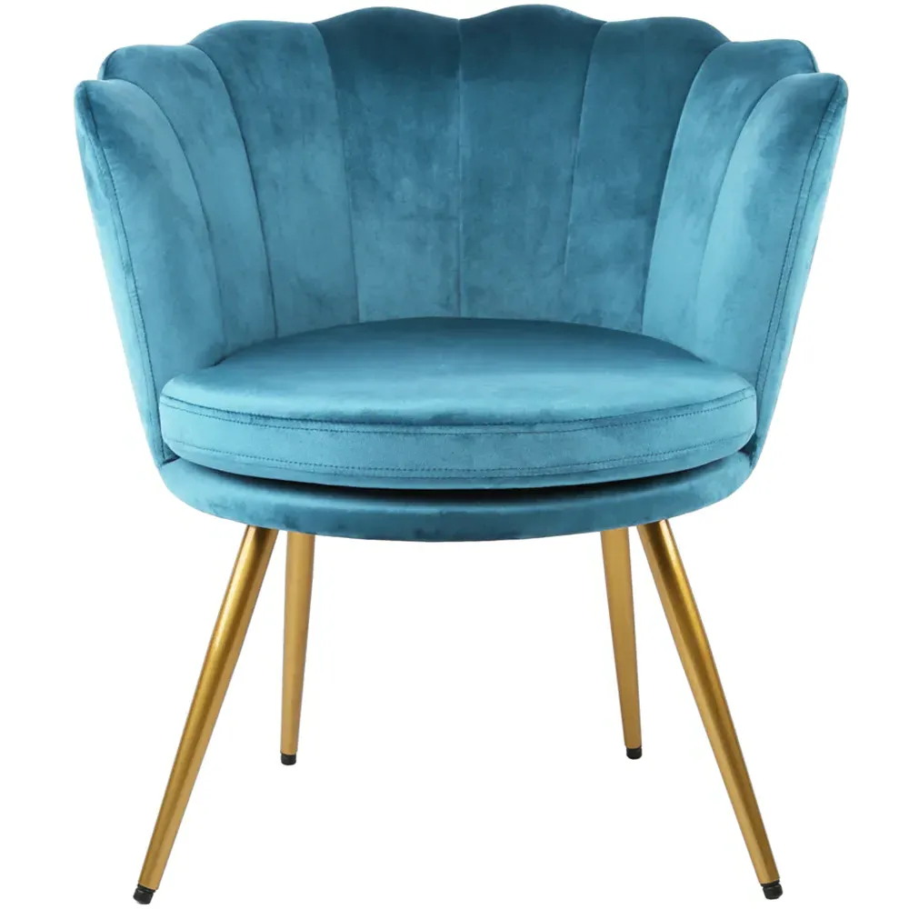Flora Petal Back Accent Tub Chair - Teal, Velvet