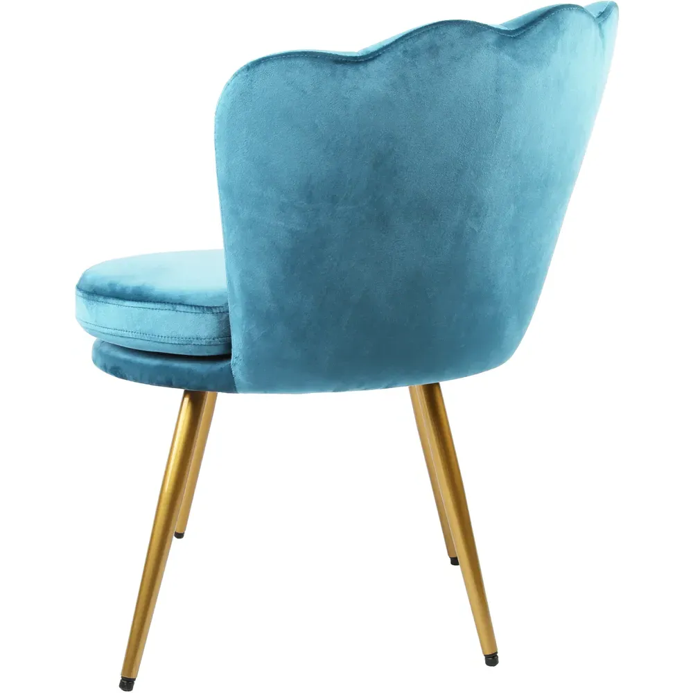 Flora Petal Back Accent Tub Chair - Teal, Velvet