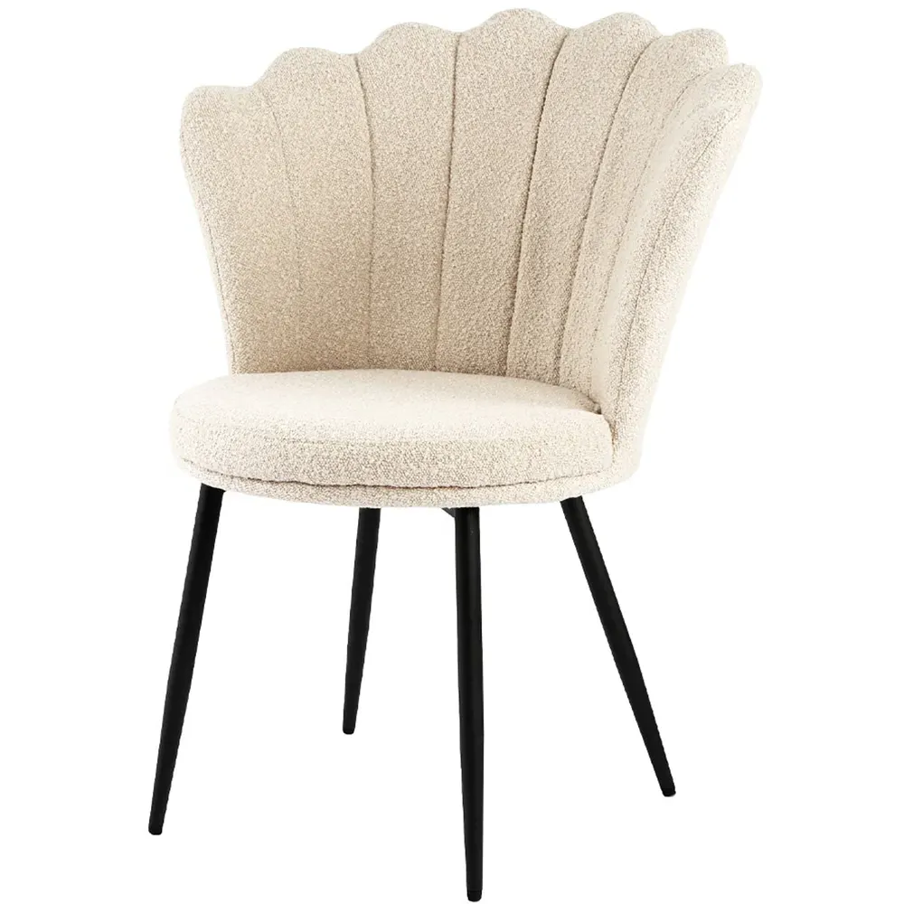 Freya Petal Back Accent Chair - Cream, Boucle