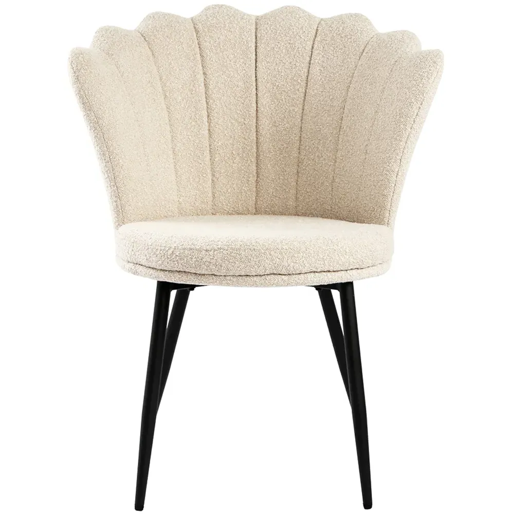 Freya Petal Back Accent Chair - Cream, Boucle