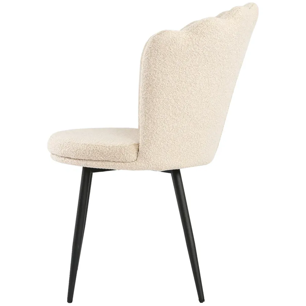 Freya Petal Back Accent Chair - Cream, Boucle