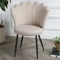 Freya Petal Back Accent Chair - Cream, Boucle