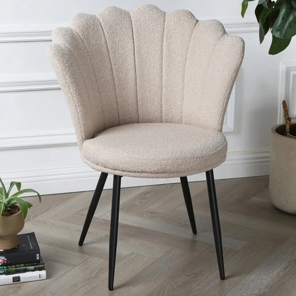 Freya Petal Back Accent Chair - Cream, Boucle image