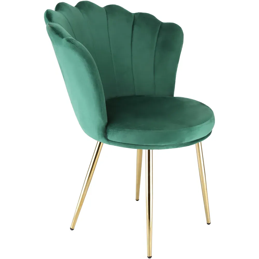Freya Petal Back Accent Chair - Green, Velvet