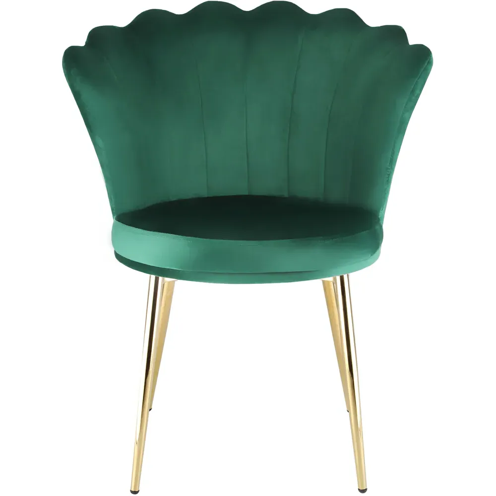 Freya Petal Back Accent Chair - Green, Velvet