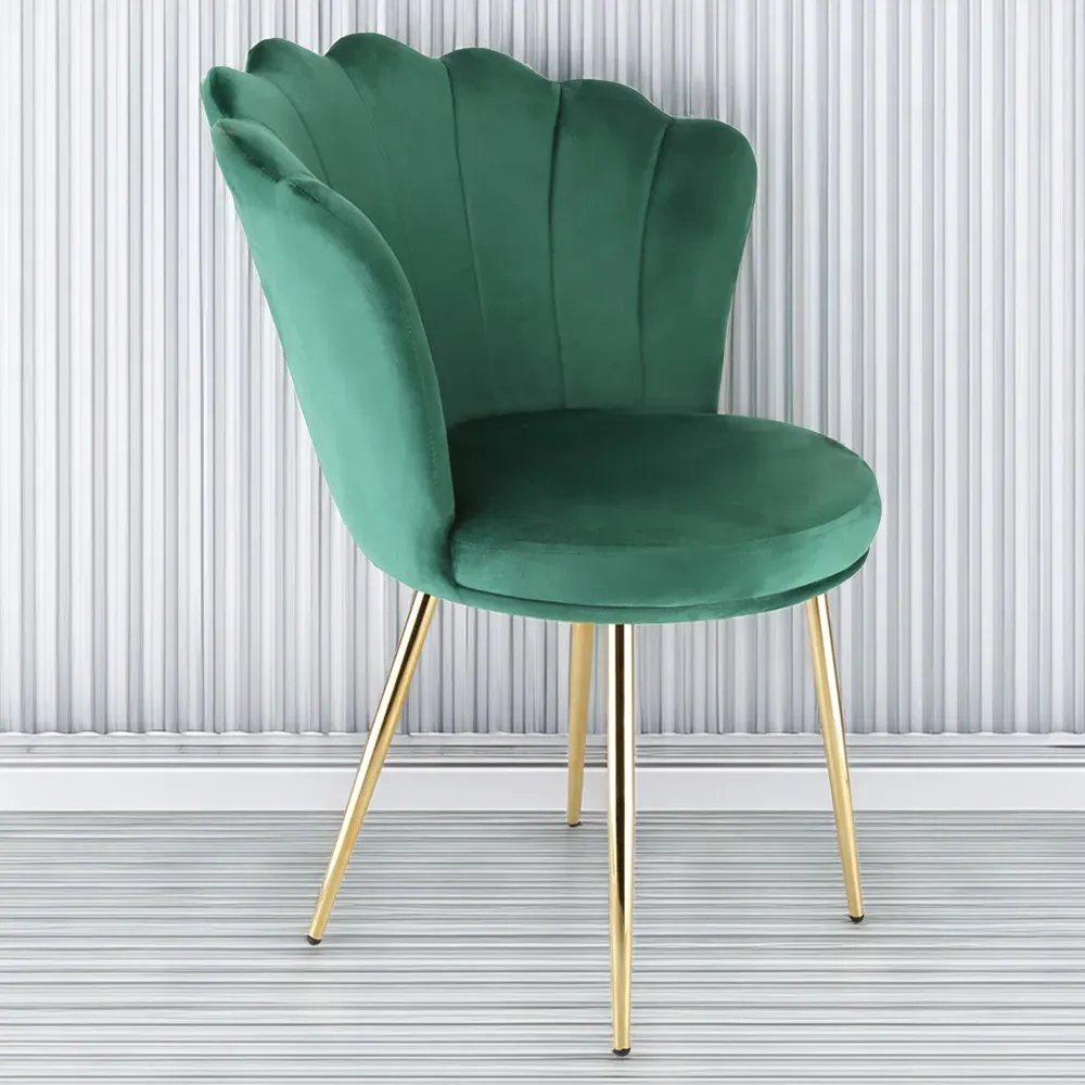 Freya Petal Back Accent Chair - Green, Velvet image