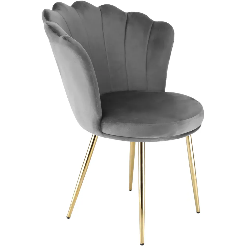 Freya Petal Back Accent Chair - Grey, Velvet