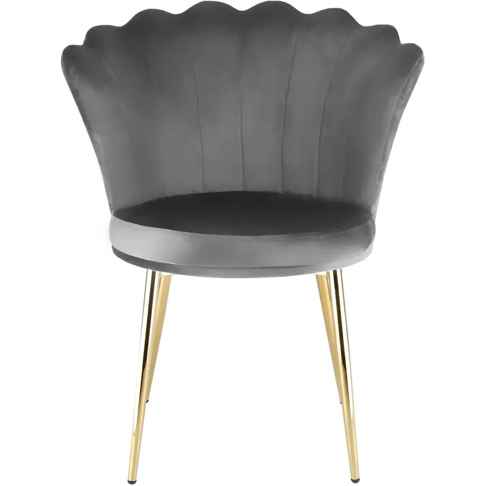 Freya Petal Back Accent Chair - Grey, Velvet