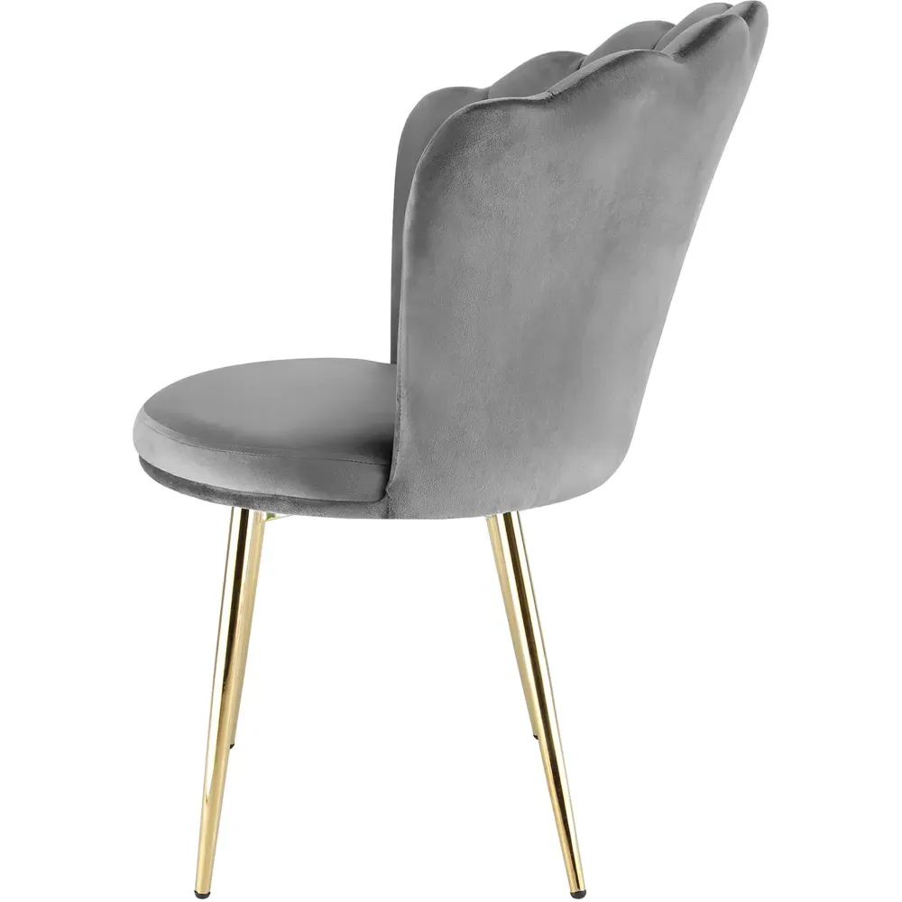 Freya Petal Back Accent Chair - Grey, Velvet