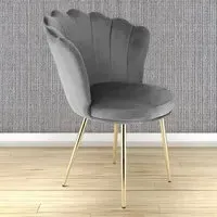 Freya Petal Back Accent Chair - Grey, Velvet