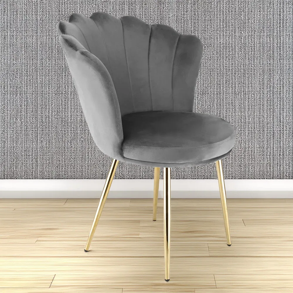 Freya Petal Back Accent Chair - Grey, Velvet