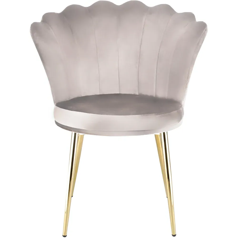 Freya Petal Back Accent Chair - Taupe, Velvet