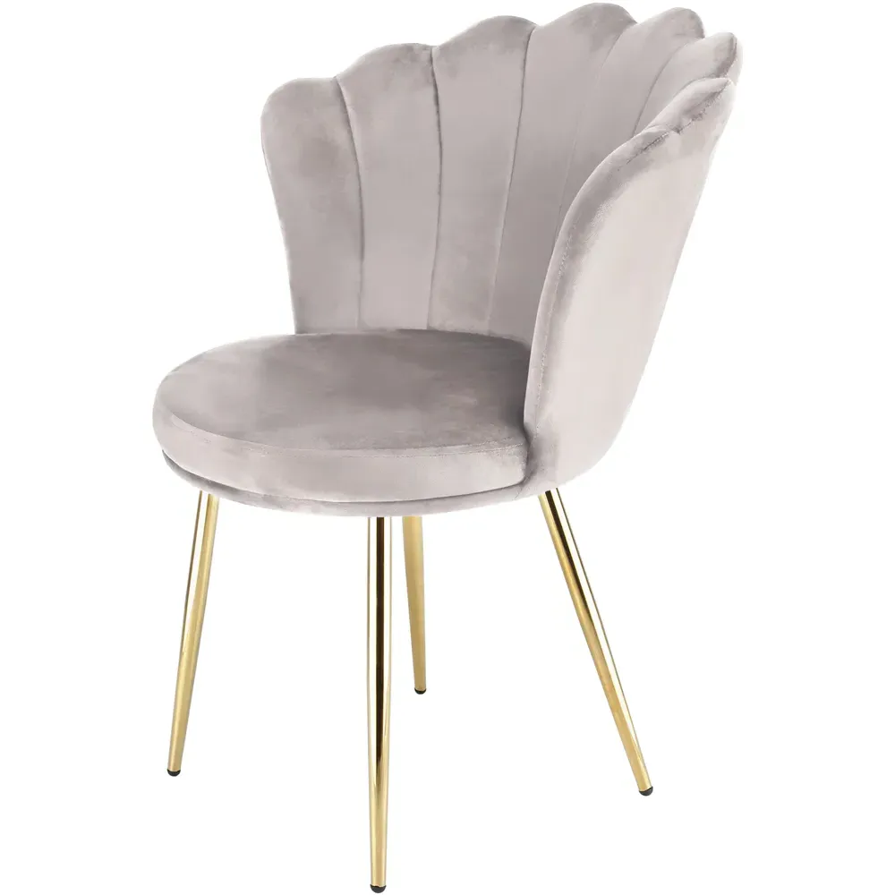 Freya Petal Back Accent Chair - Taupe, Velvet