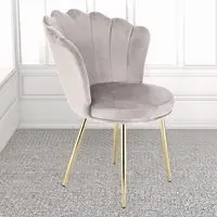 Freya Petal Back Accent Chair - Taupe, Velvet