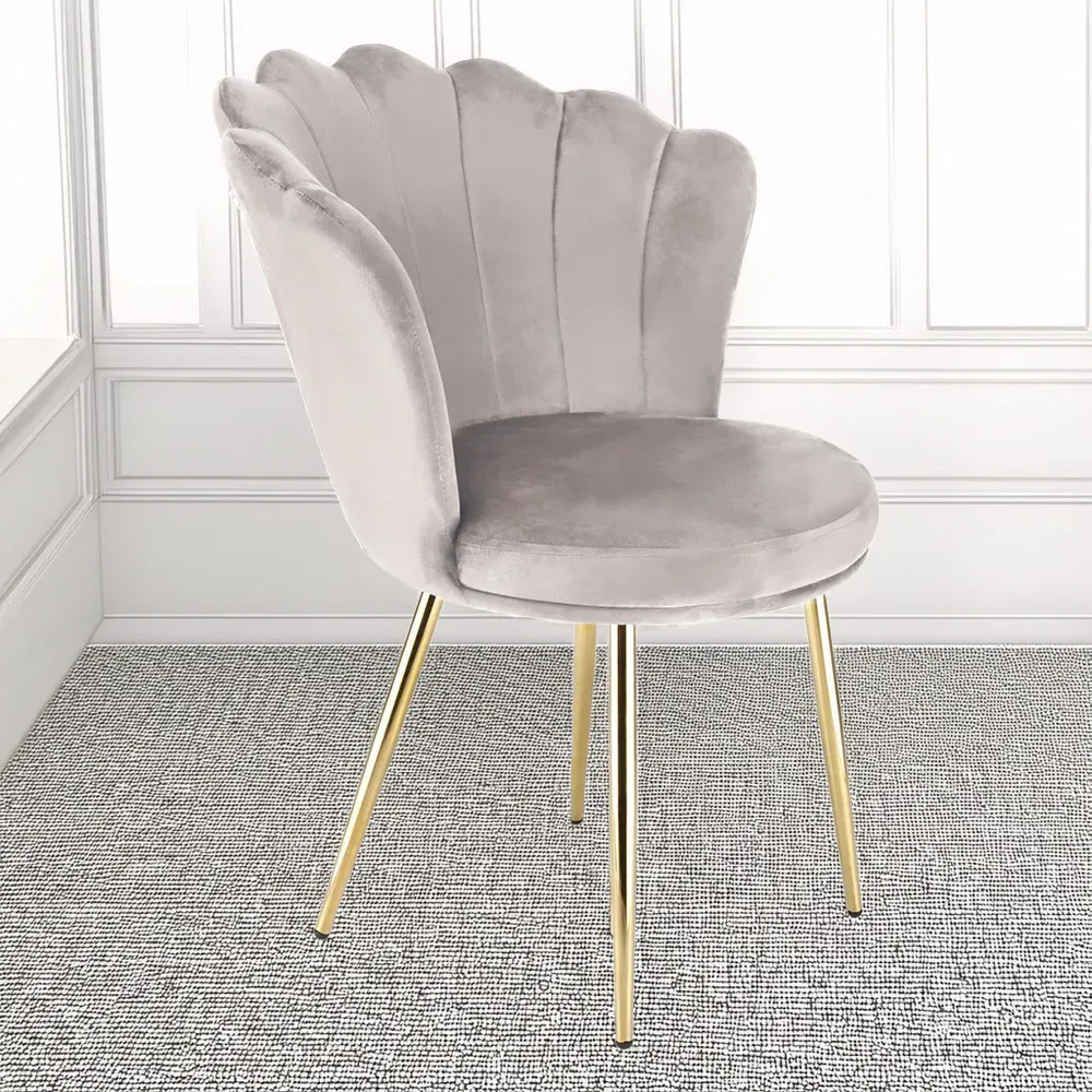 Freya Petal Back Accent Chair - Taupe, Velvet