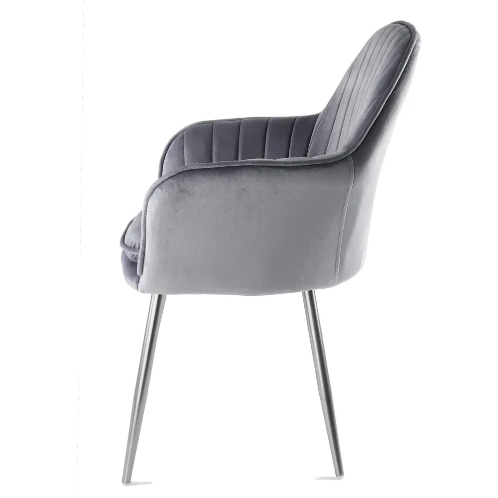 Muse Accent Chair - Grey, Velvet