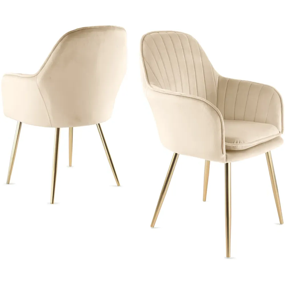 Muse Accent Chairs - Champagne, Velvet