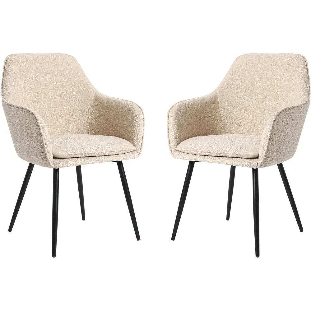 Muse Accent Chairs - Cream, Boucle