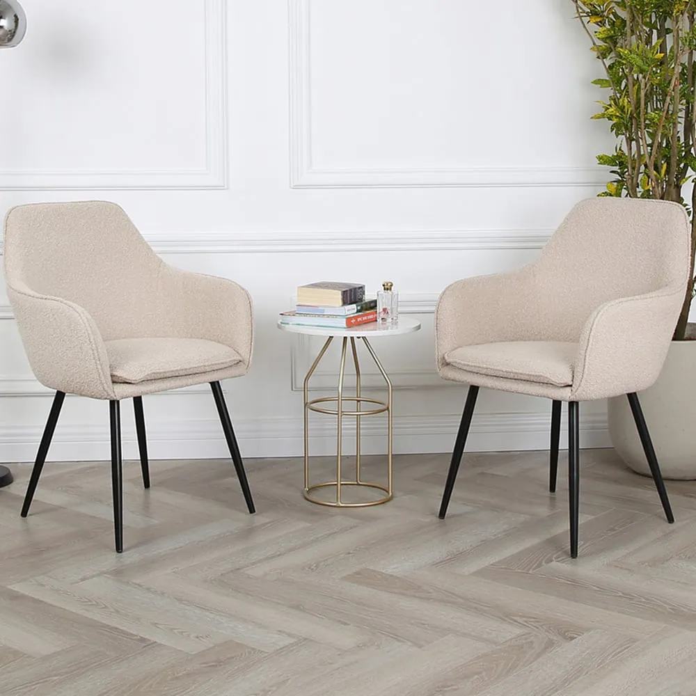 Muse Accent Chairs - Cream, Boucle