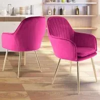 Muse Accent Chairs - Fuchsia, Velvet
