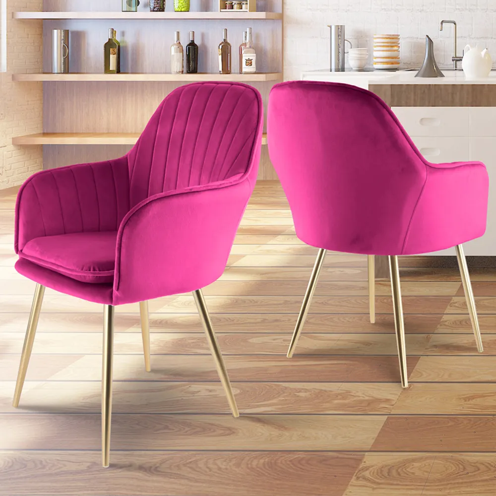 Muse Accent Chairs - Fuchsia, Velvet
