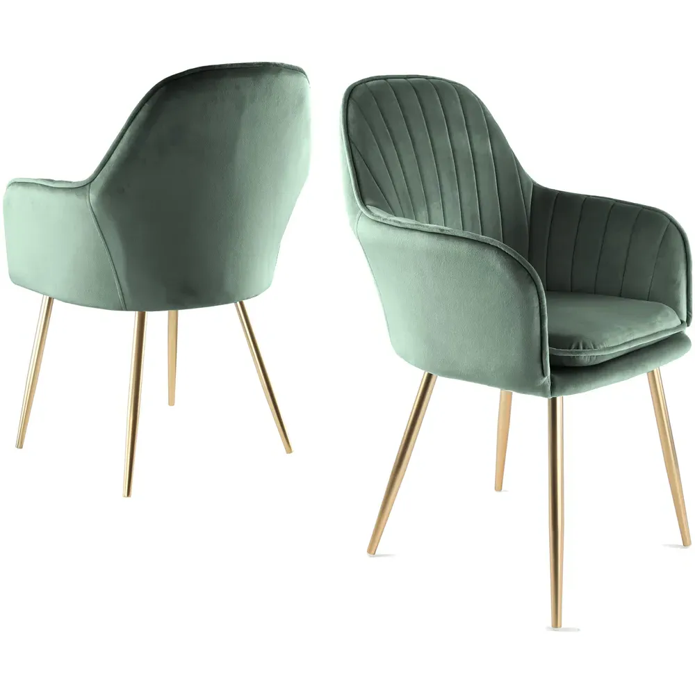 Muse Accent Chairs - Green, Velvet