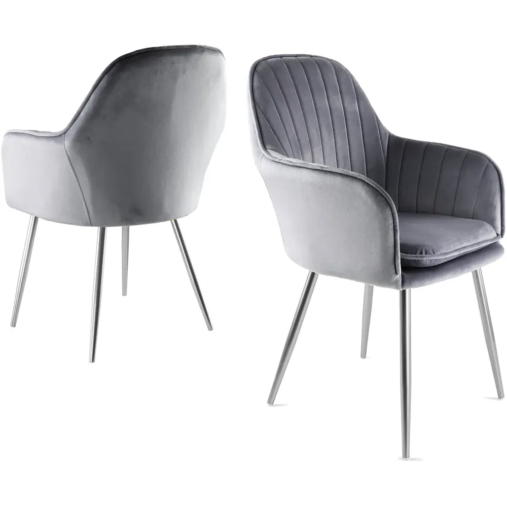 Muse Accent Chairs - Grey, Velvet