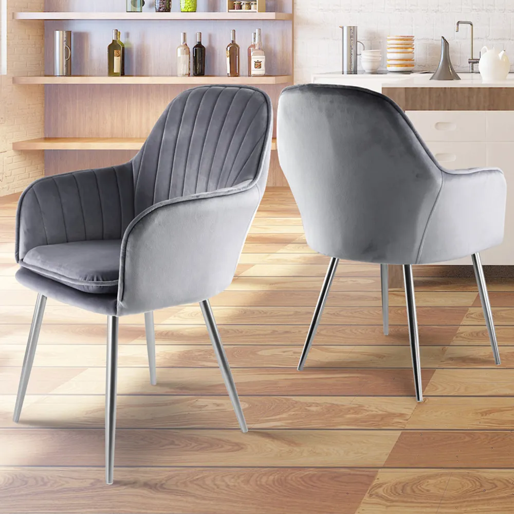 Muse Accent Chairs - Grey, Velvet