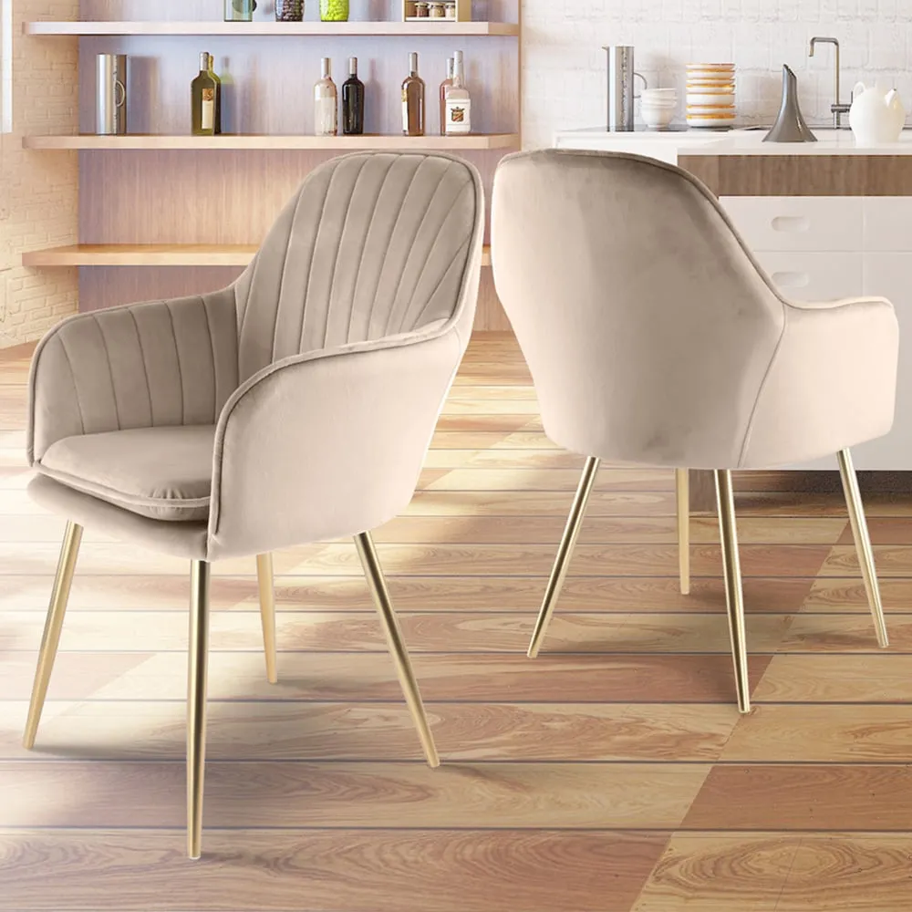 Muse Accent Chairs - Taupe, Velvet