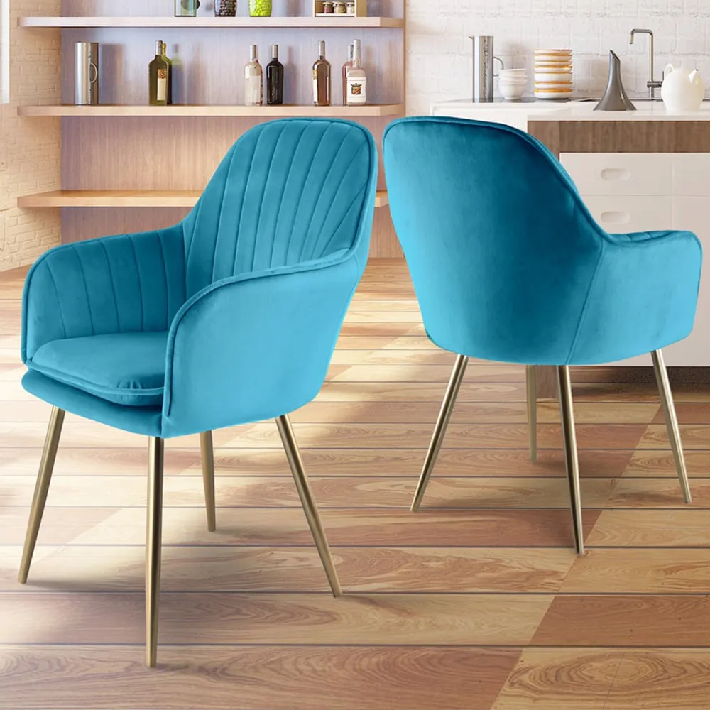 Muse Accent Chairs - Teal, Velvet