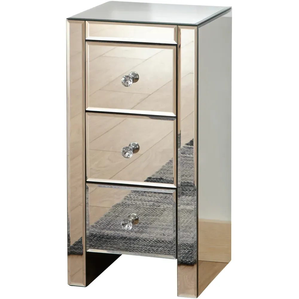 3 Drawer Slim Chest of Drawers - Clear, Mirrored