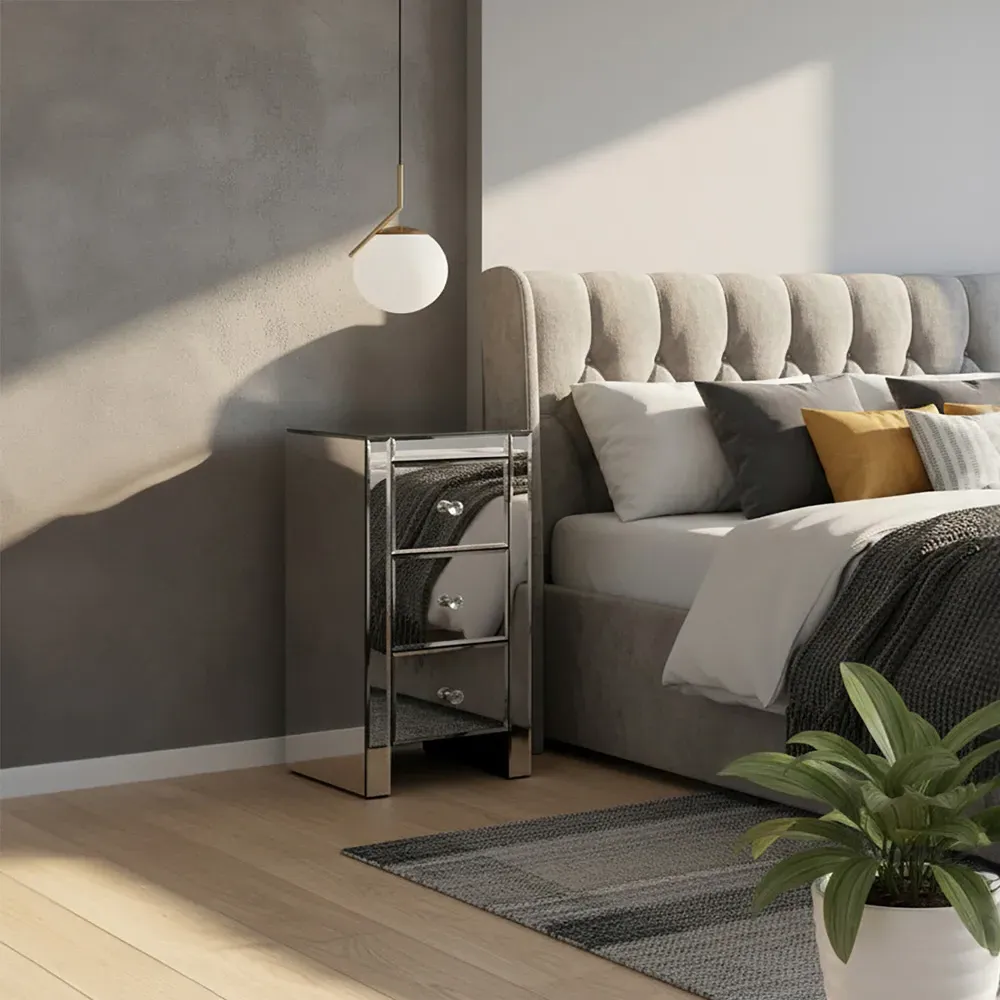 3 Drawer Slim Chest of Drawers - Clear, Mirrored