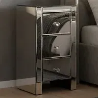 3 Drawer Slim Chest of Drawers - Clear, Mirrored