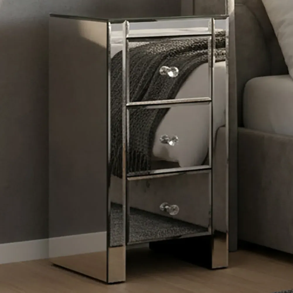 3 Drawer Slim Chest of Drawers - Clear, Mirrored image