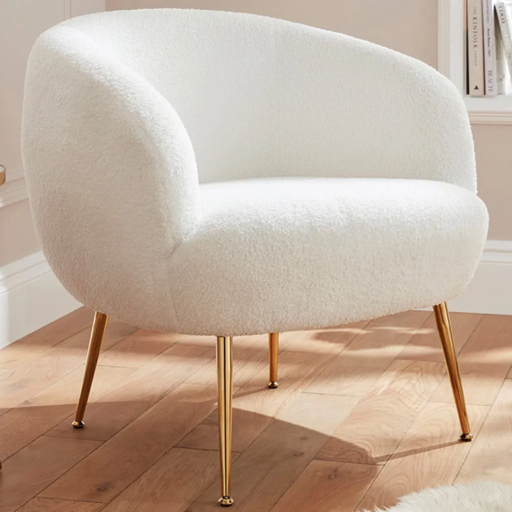 Ada Accent Chair - Cream, Boucle