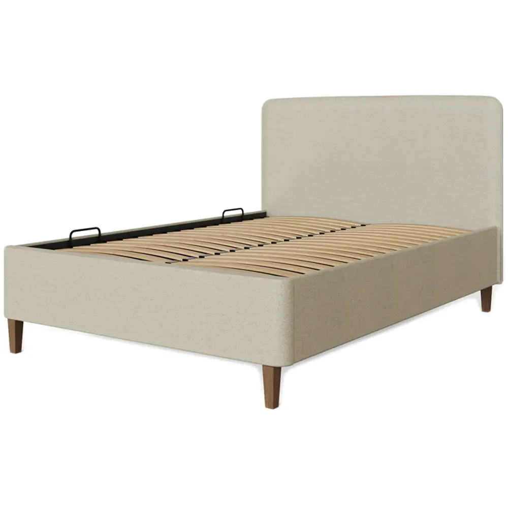 Addison Double Ottoman Bed Frame with Storage - Beige