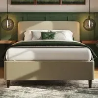 Addison Double Ottoman Bed Frame with Storage - Beige