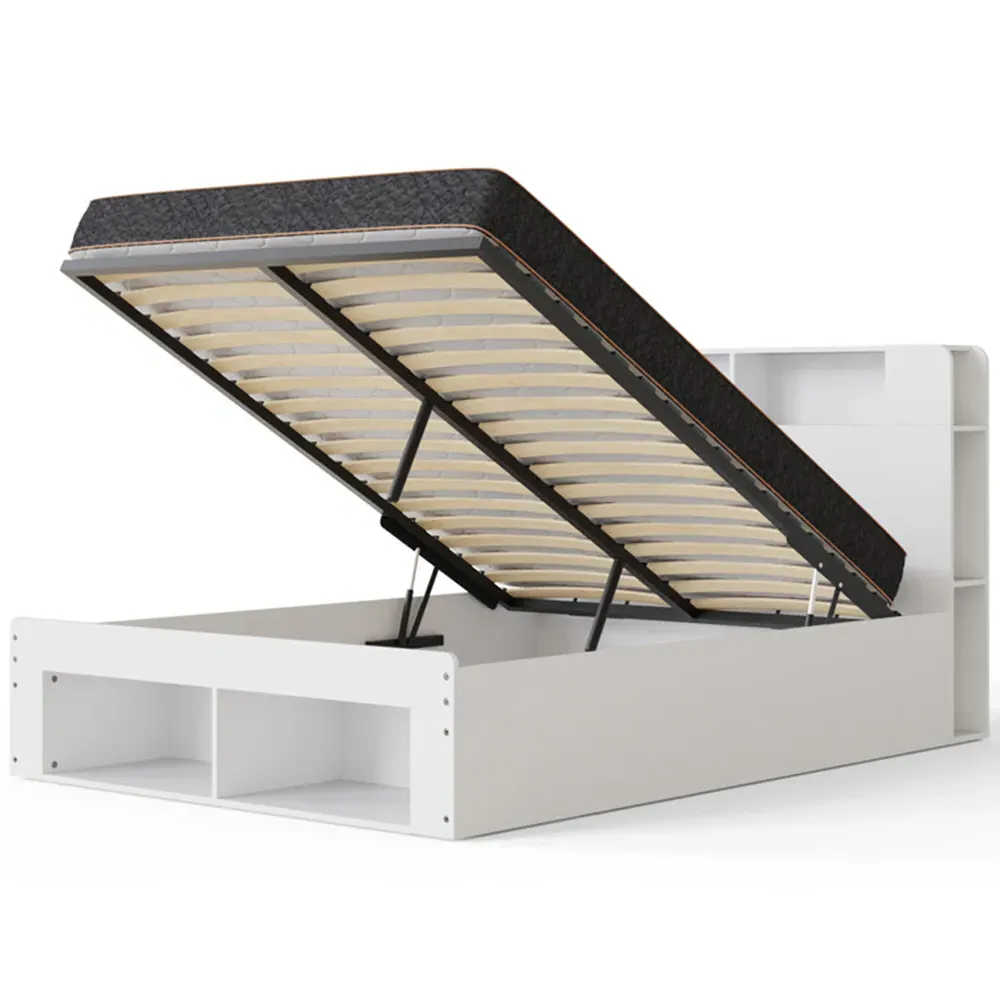 Anya Double Ottoman Bed with SC Bonnell Mattress - White