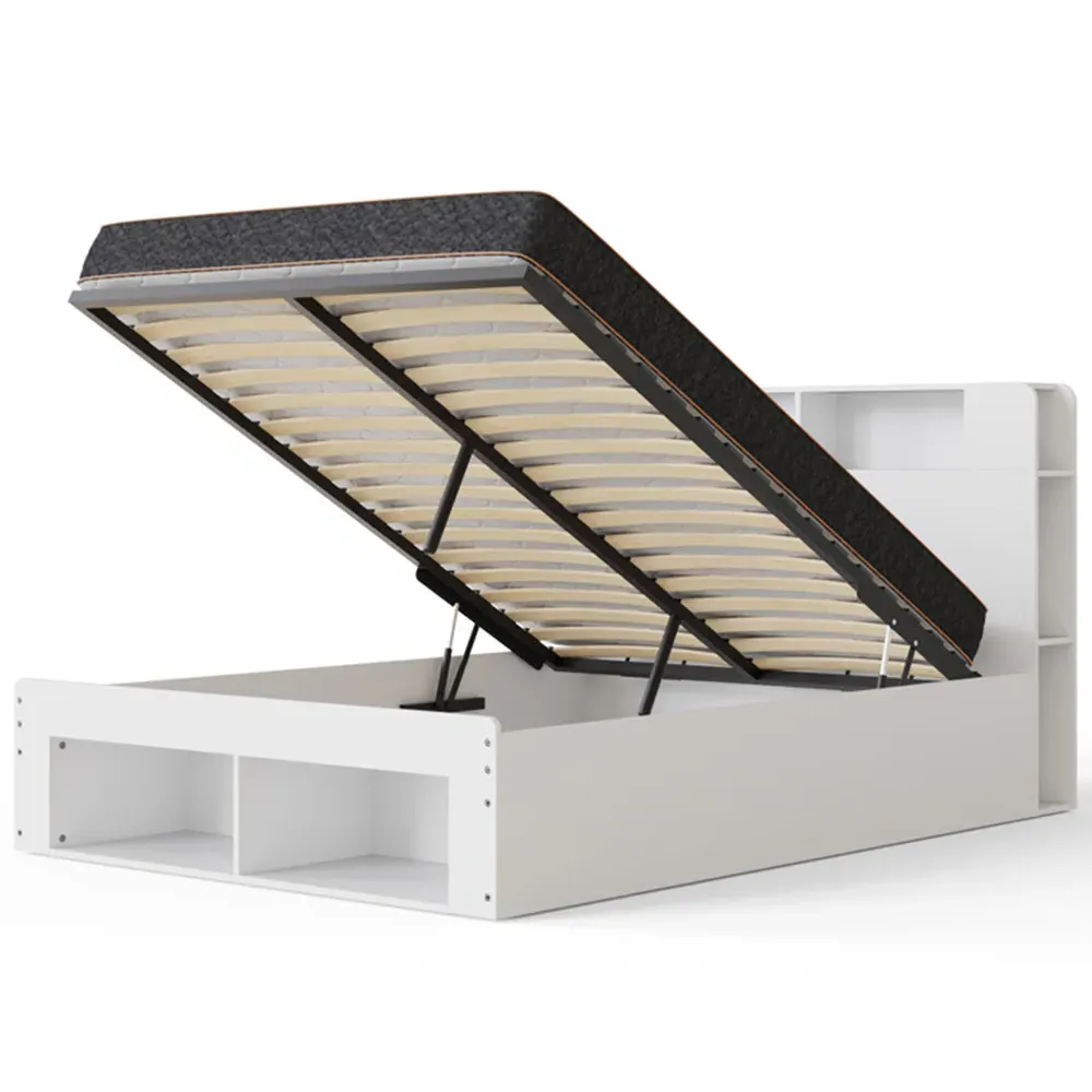 Anya King Size Ottoman Bed with Storage - White