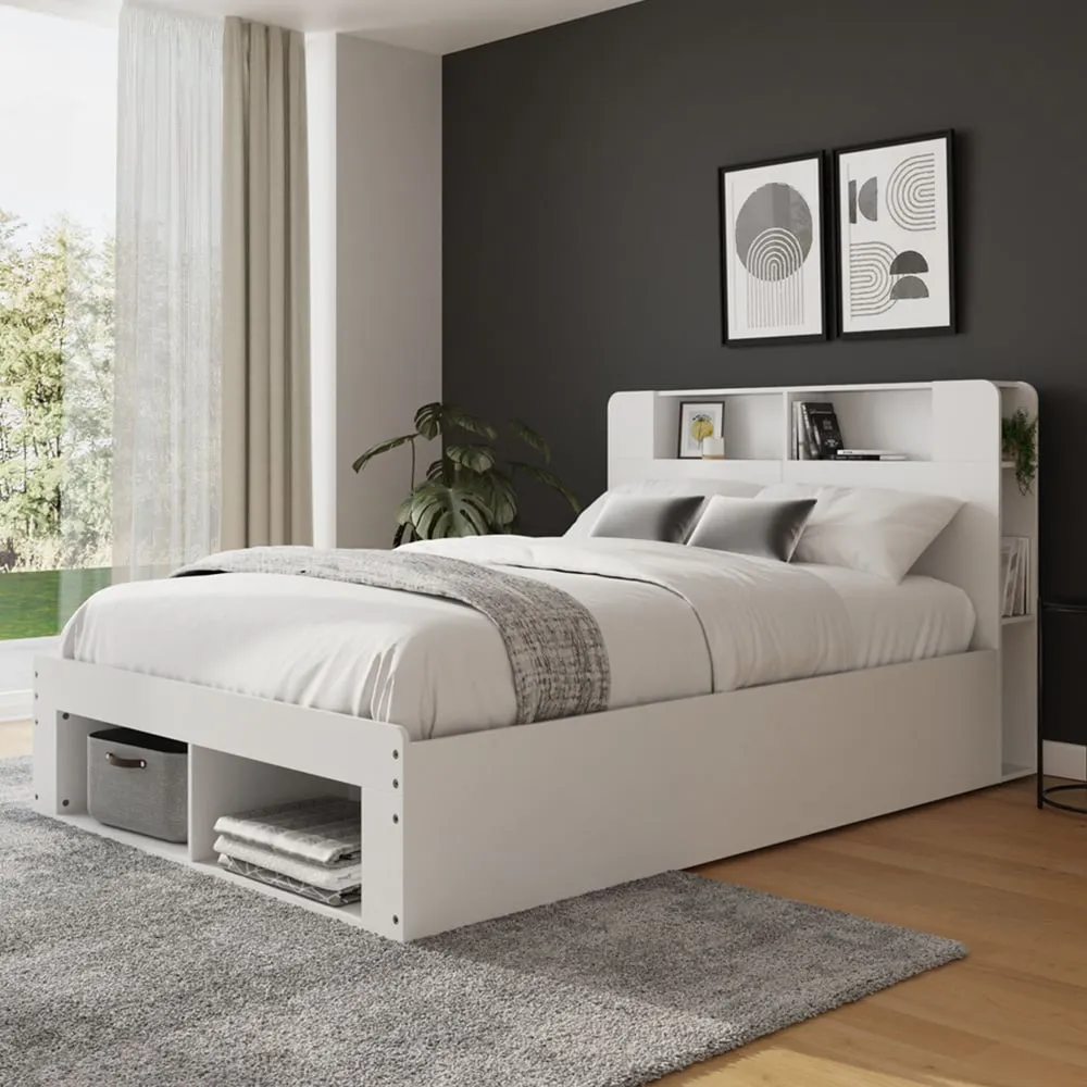 Anya King Size Ottoman Bed with Storage - White, Wood image