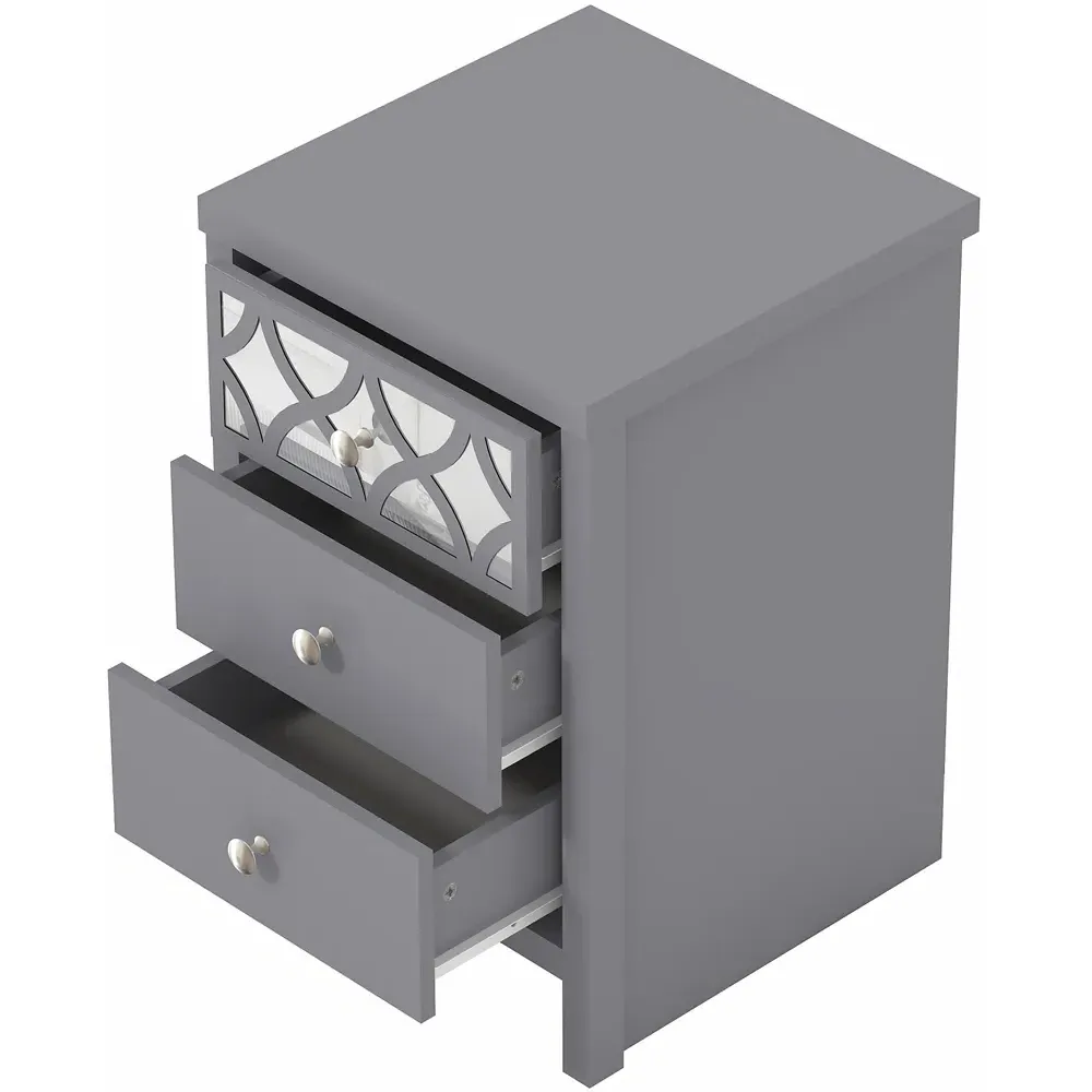 Arianna 3 Drawer Bedside Table - Grey