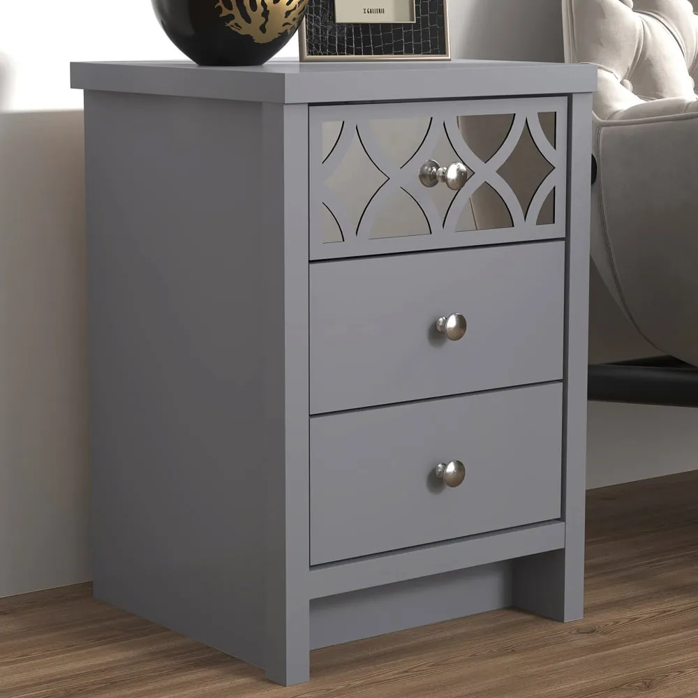 Arianna 3 Drawer Bedside Table - Grey
