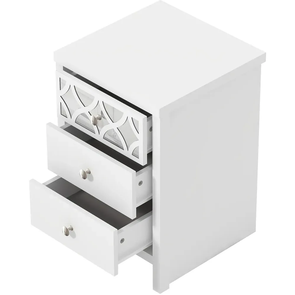 Arianna 3 Drawer Bedside Table - White