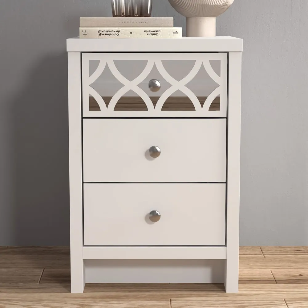 Arianna 3 Drawer Bedside Table - White image